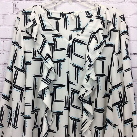 Cato Top/Blouse Women's Plus Sz 22/24 Popover Ruffle Accent V-Neck Multicolored - Picture 5 of 6